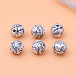 999 sterling silver vintage small fish beads handmade DIY material bracelet necklace jewelry accessories women