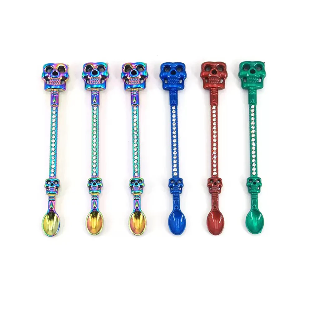 Creative Ghost-headed Diamond Spoon Stainless Steel Skull Bone Halloween Dessert Coffee Spoon Bar Tableware Kitchen Accessories