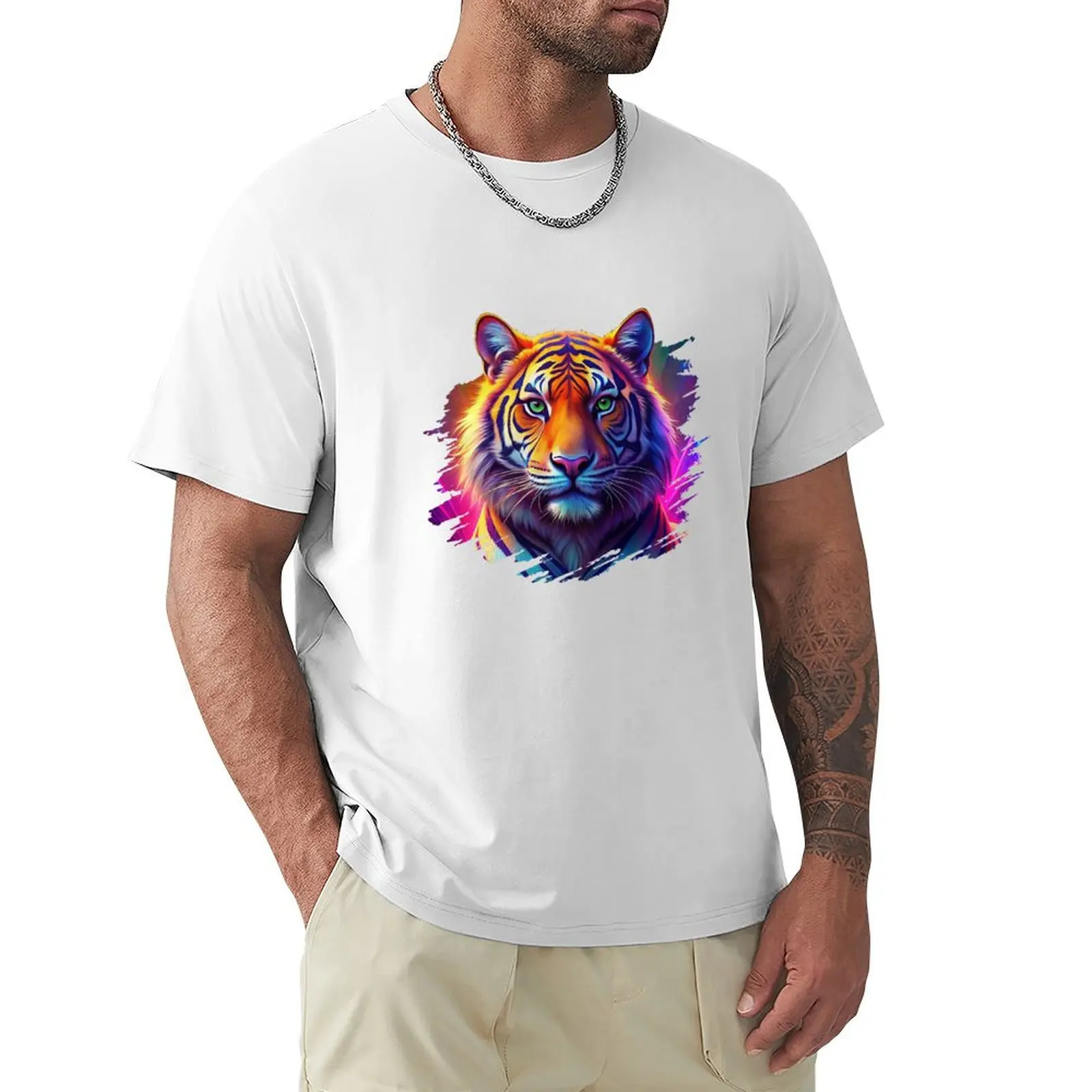 animal tiger stylized vibration T-shirt Aesthetic clothing sublime blanks plain t shirts men