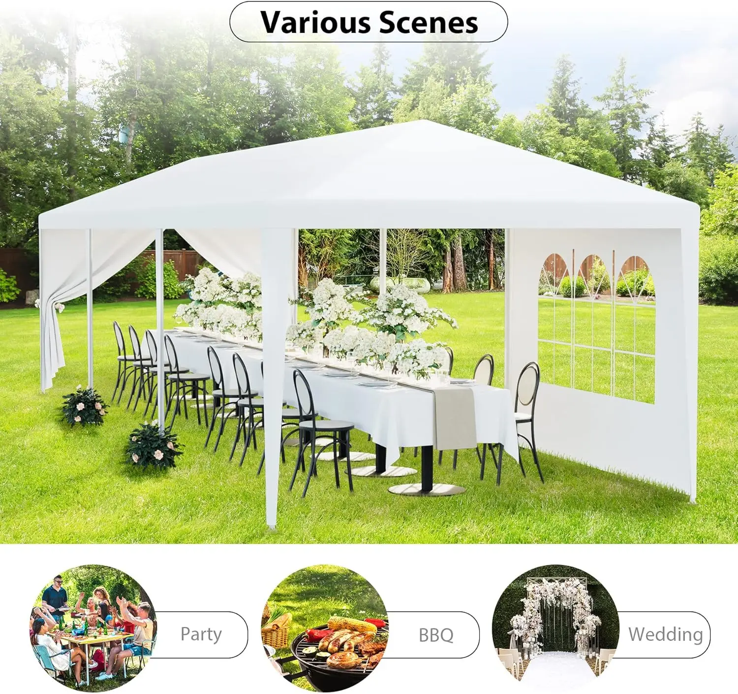 10'x30' Outdoor Canopy Tent Patio Camping Gazebo Shelter Pavilion Cater Party Wedding BBQ Events Tent w/Removable Sidewalls