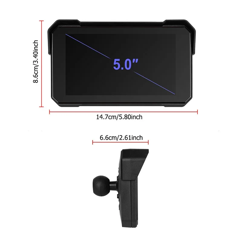 5 ''IPS شاشة دراجة نارية Carplay أندرويد السيارات المحمولة مشغل ذكي IP68 مقاوم للماء بلوتوث كشف ضغط الإطارات #2
