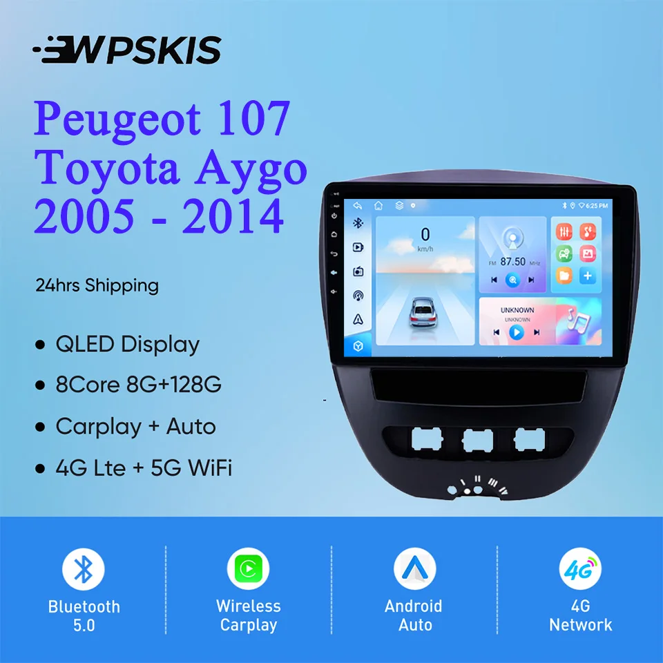

Car Radio Multimedia Video Audio Player For Peugeot 107 Toyota Aygo 2005 - 2014 Auto GPS Navigation Tape 4G Lte WiFi Carplay RDS