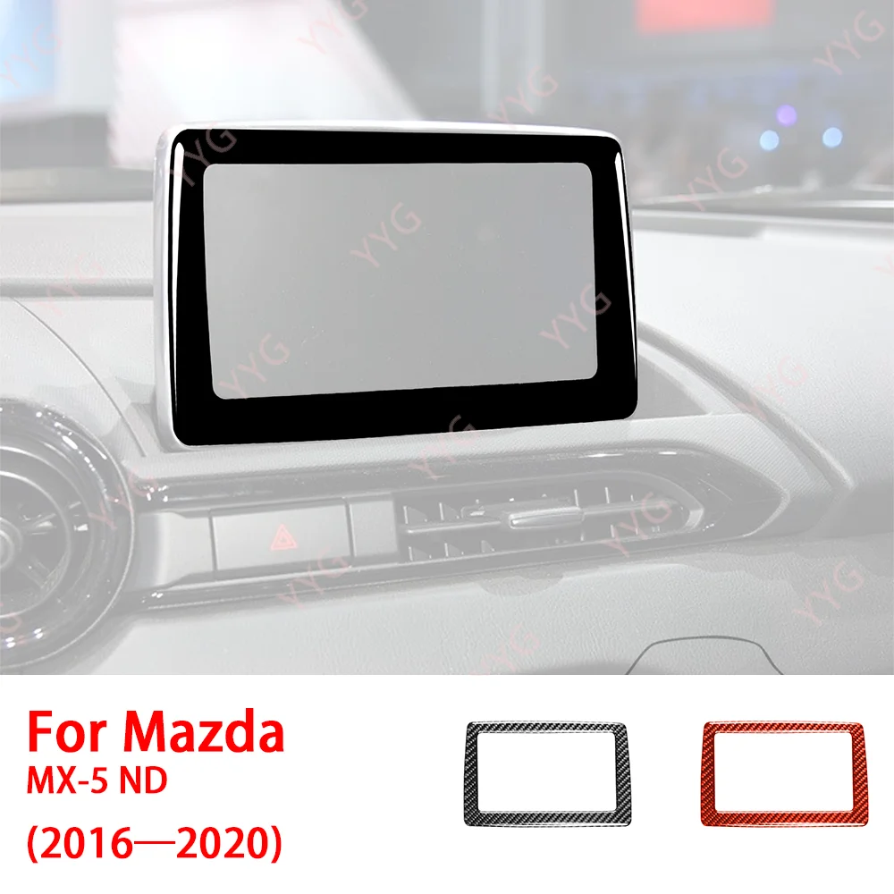 Carbon Fiber Navigaiton Display Frame Panel Cover Trim Sticker Car Interior Accessories Modification For Mazda MX5 ND 2016—2020