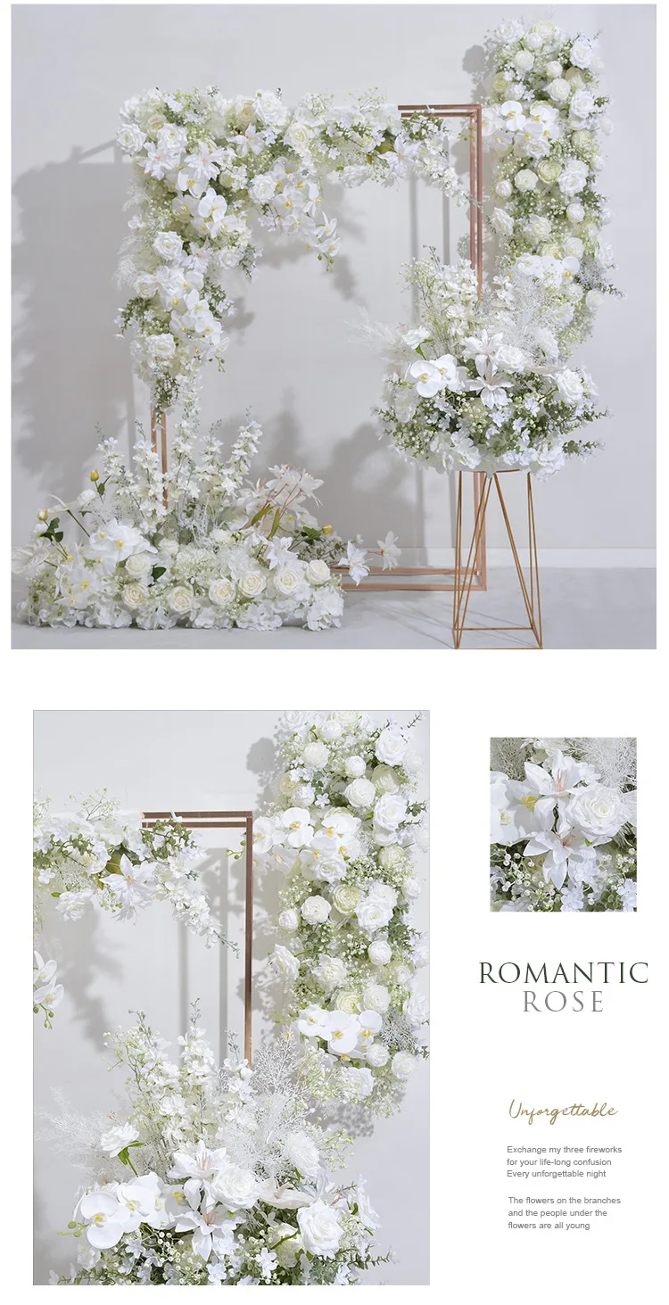 Künstliche Hortensien-Rosen-Schleierkraut-Blumenreihe Set Hochzeits-Hintergrund Tischdekoration Lange Blumen-Läufer Hängende Kunstblumen – Detail 4