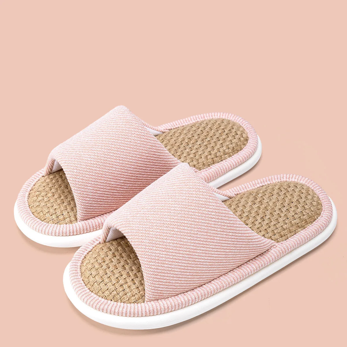 Zomer Nieuwe Linnen Damesslippers Ademende Flats Comfortabele Indoor Mannen Thuis Schoenen Zachte Zool Antislip Koppels Casual Slides