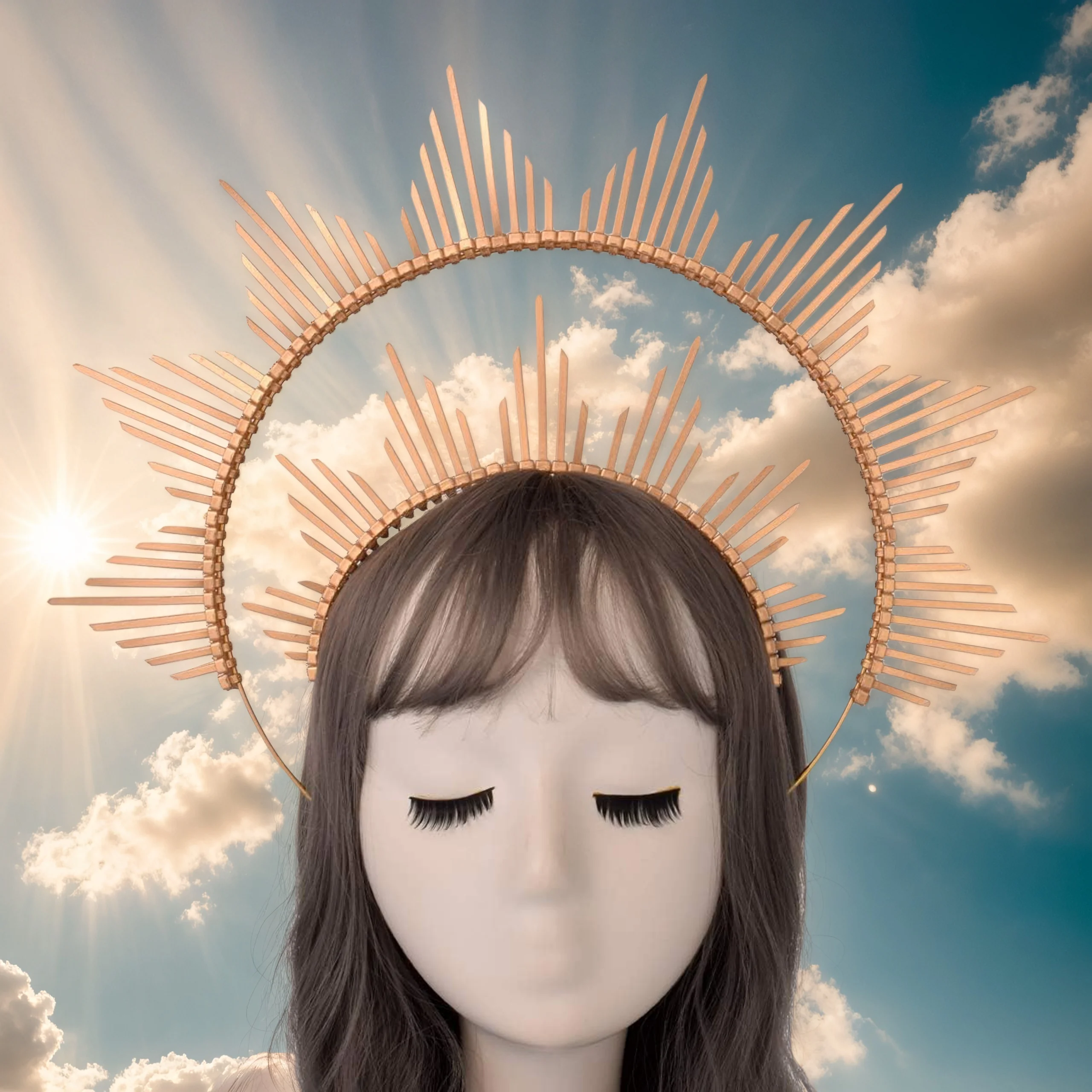 

1pcs/ Sunburst Spiked Halo | Zip Tie Structure Gothic Crown for Festival/Party/Wedding | Goddess Headpiece