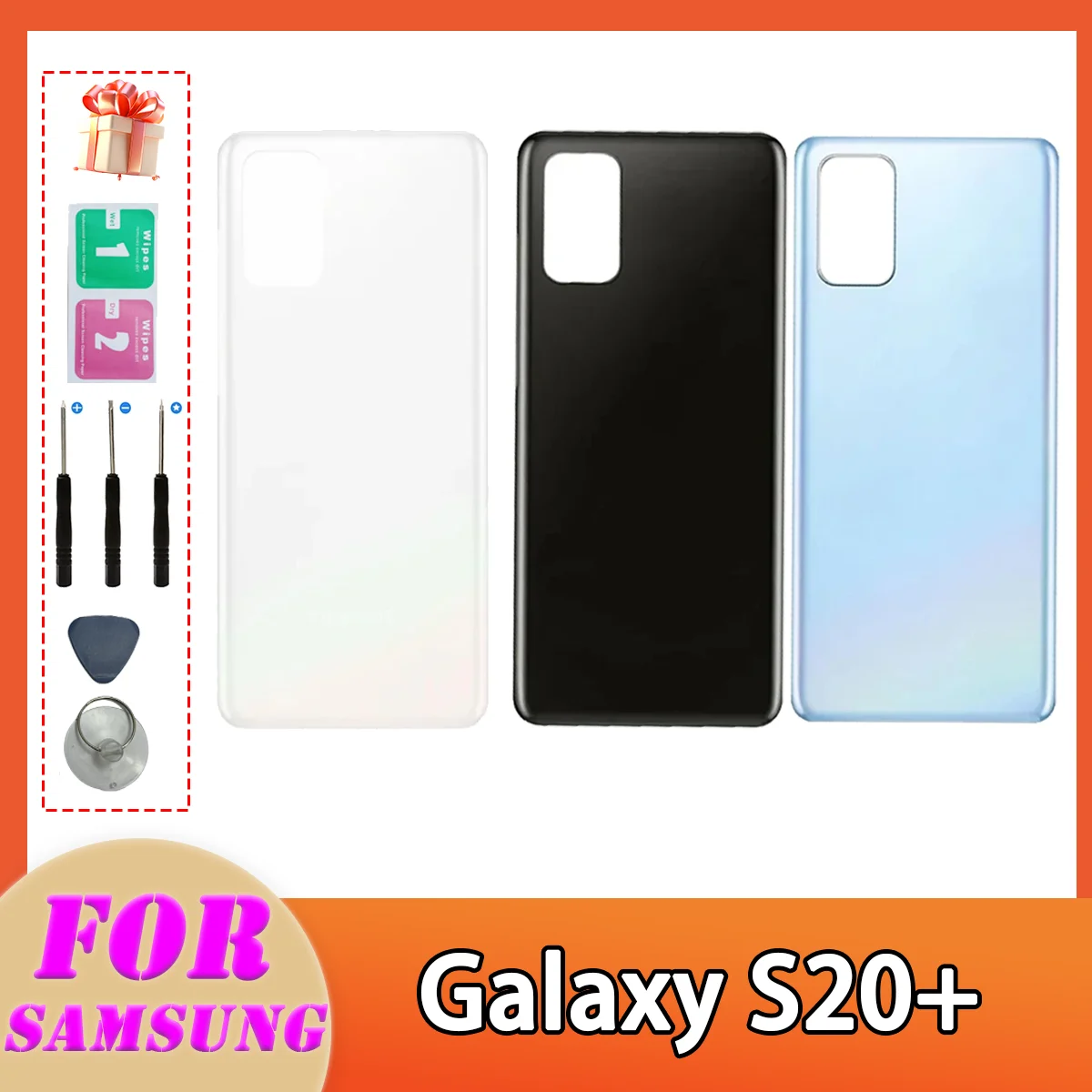 New For Samsung Galaxy S20+ S20Plus Battery Back Cover Rear Door 3D Glass Panel Battery Housing Case Adhesive Replace