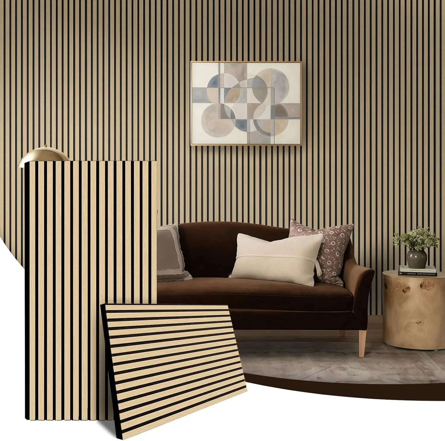 3D Wood Slat Acoustic Panels for Noise Reduction in Bedroom, Office & Home Theater - Classic Oak, 47.2x23.6x0.7 inches