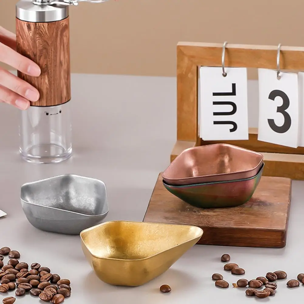 Stainless Steel Coffee Weighing Tray Triangular Pouring Spout Design Smooth Edges Measuring Dish for Espresso Hand Brewed Coffee