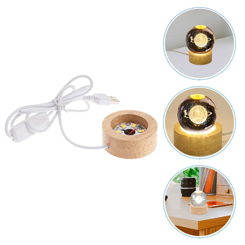 Light Socket Crystal Ball Lamp Holder Balls Decorate Wood Base Crafts Pedestal Lighting
