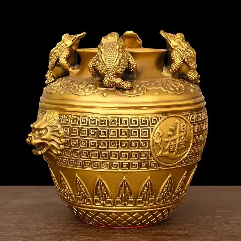 Gold Toad Treasure Bowl Four Sides of The Wealth Altar Ornaments Copper  Money Jar Living Room Home Store Crafts