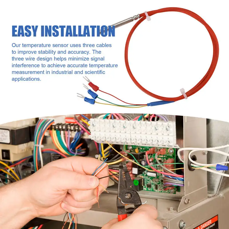 Temperature Sensor PT100 Waterproof Wire Thermal Resistance Silicon Wire Protection Cable