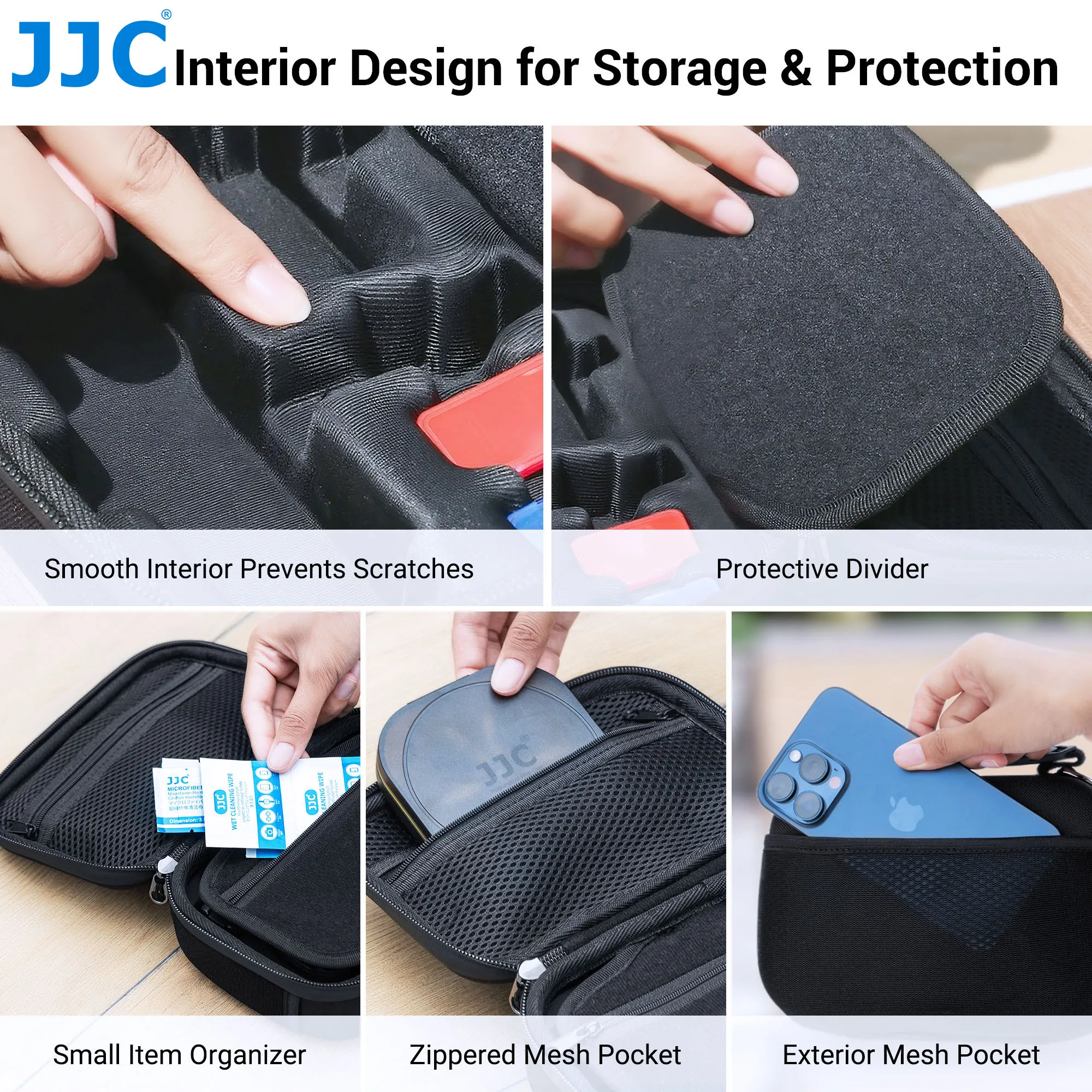 JJC Durable EVA Camera Bag Case for DJI Osmo Pocket 3 Carrying Camera Pouch with Mesh Pockets Strap Action Camera Accessories - view 4
