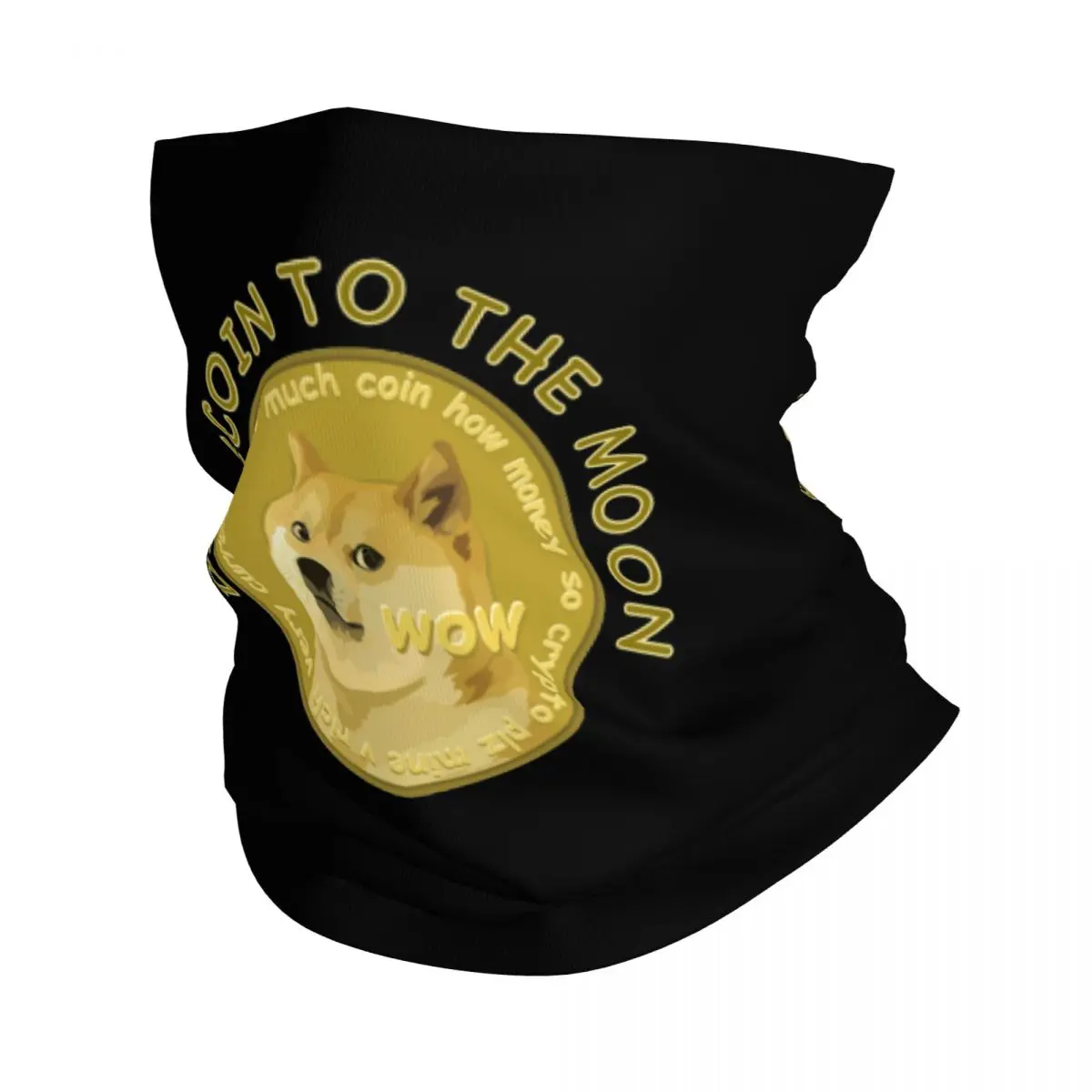 Custom Dogecoin To The Moon Bandana Neck Gaiter for Ski Camping Men Wrap Scarf Bitcoin Lover Balaclava Warmer Face Scarf Cover