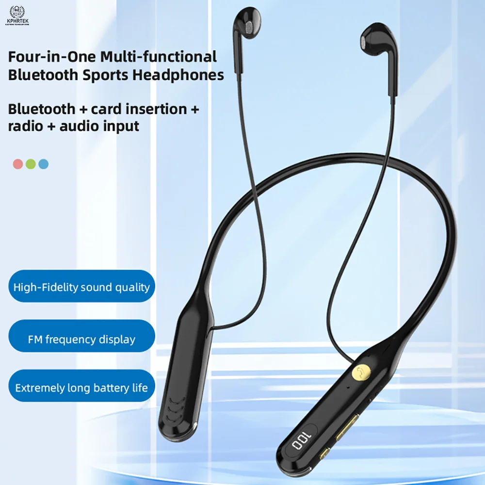 L167 Multifunctional Sports Bluetooth Headset V5.0 Noise Reduction Earphones with Fm Radio Function, Card Slot, Hifi Music Headp