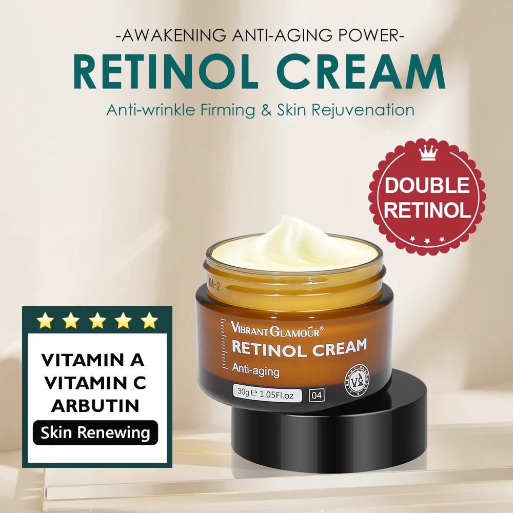 Retinol Face Cream and Eye Serum 2 PCS/Set Firming Lifting Anti-Aging Wrinkle Reduce Wrinkle Fine Lines Facial Skin Care Product