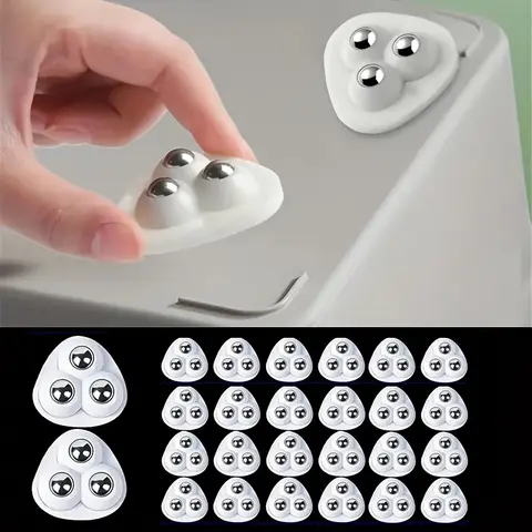 20 mini-roulettes pivotantes auto-adhésives 360° °   Roulettes de meubles silencieuses rotatives avec roulements en acier inoxydable Blanc/Noir