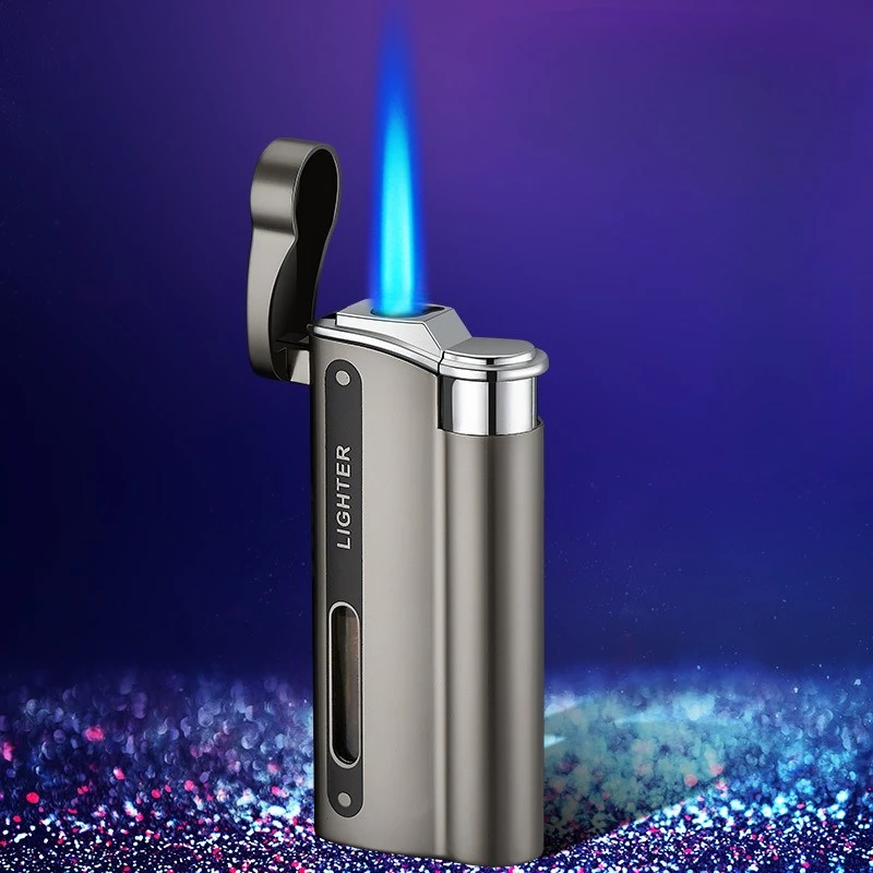 Butane Gas Lighter Windproof Blue Flame Visible Air Vent Smoking Accessories Retro Inflatable Cigarette Lighters Ignition Tool
