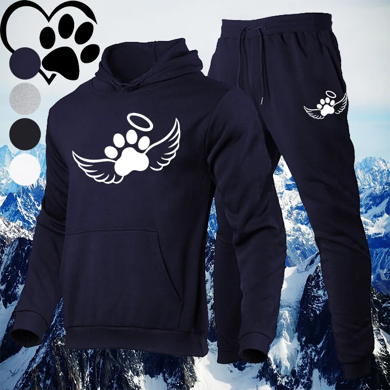 

Men's Fall and Winter Pullover Hoodie + Sweatpants Two Piece Fitness Running Casual Fashion Jogging Sportswear Set