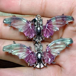 Natural Crystal Candy Fluorite Bat Pendant Colorful Hang Gemstones Mineral Energy Reiki Home Decorations Gift Ore