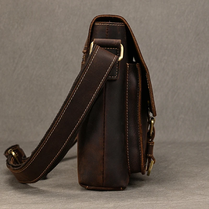 Crazy Horse-Bolso cruzado de cuero genuino para hombre, bandolera de gran capacidad para archivos A4, para negocios y trabajo