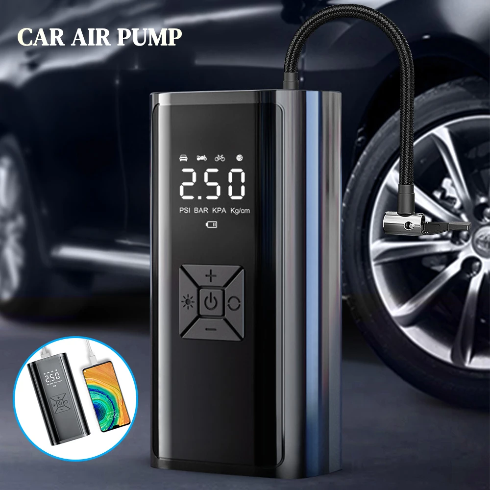 Air Compressor 12v Portable Auto Car Tire Inflator Wireless Digital Display Air Pump for Car Electrical Motorcycle Bike Balls