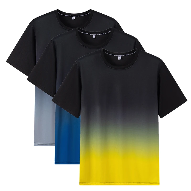 メンズ Tシャツプラスサイズ 1XL-7XL 半袖トップス春夏グラデーション Tシャツ速乾性男性スポーツ特大通気性 Tシャツ