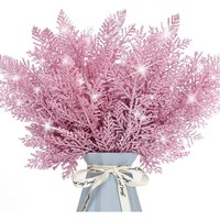 1/3/5Pcs Pink Christmas Decortions Glitter Leaves Hanging Christmas Tree Picks Ornament Pine Branches for 2026 Home Gifts Decor
