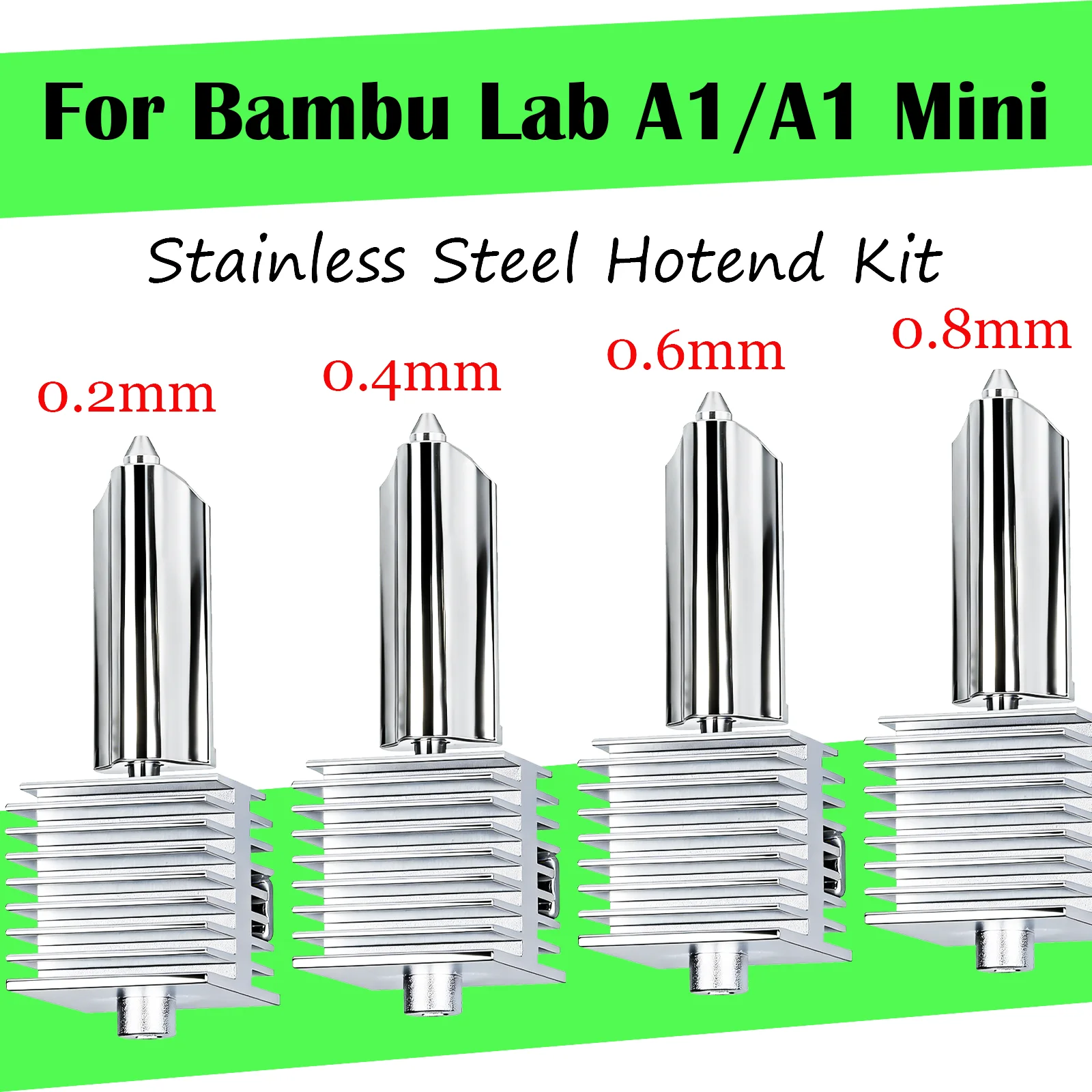 

A1 Mini/A1 Hotend Print Head Hot End Kit Extruder 0.4mm stainless Steel Nozzle with Silicone Cover Sock for Bambu Lab A1/A1 Mini
