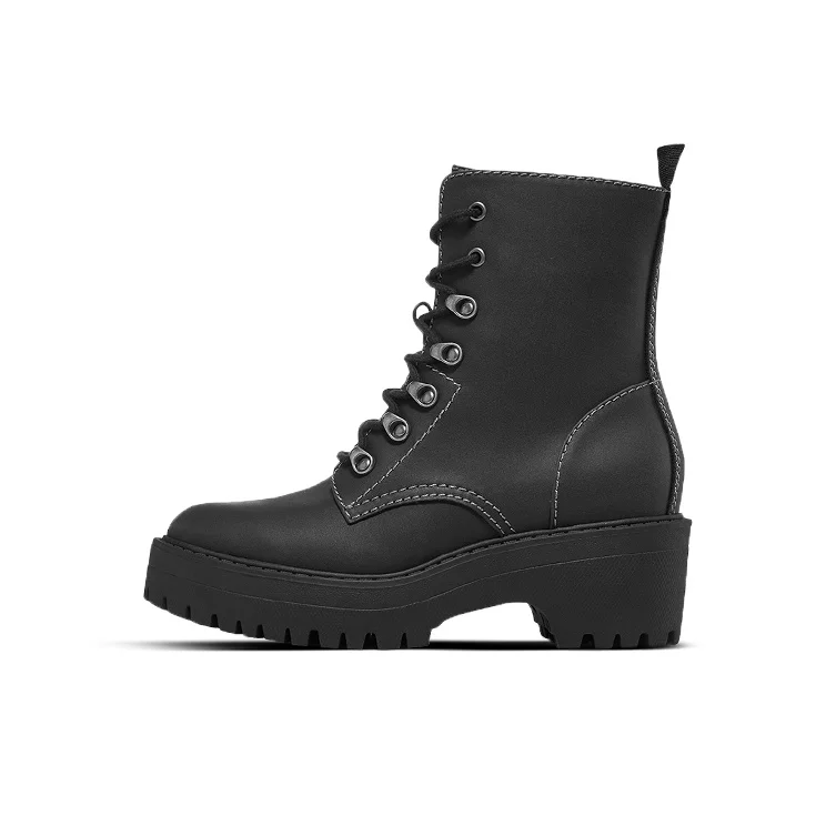 Skechers Pu British Style Height Increasing Casual Versatile, Thermal Fleece Lined Platform High Top Workwear Short 167290-BBK