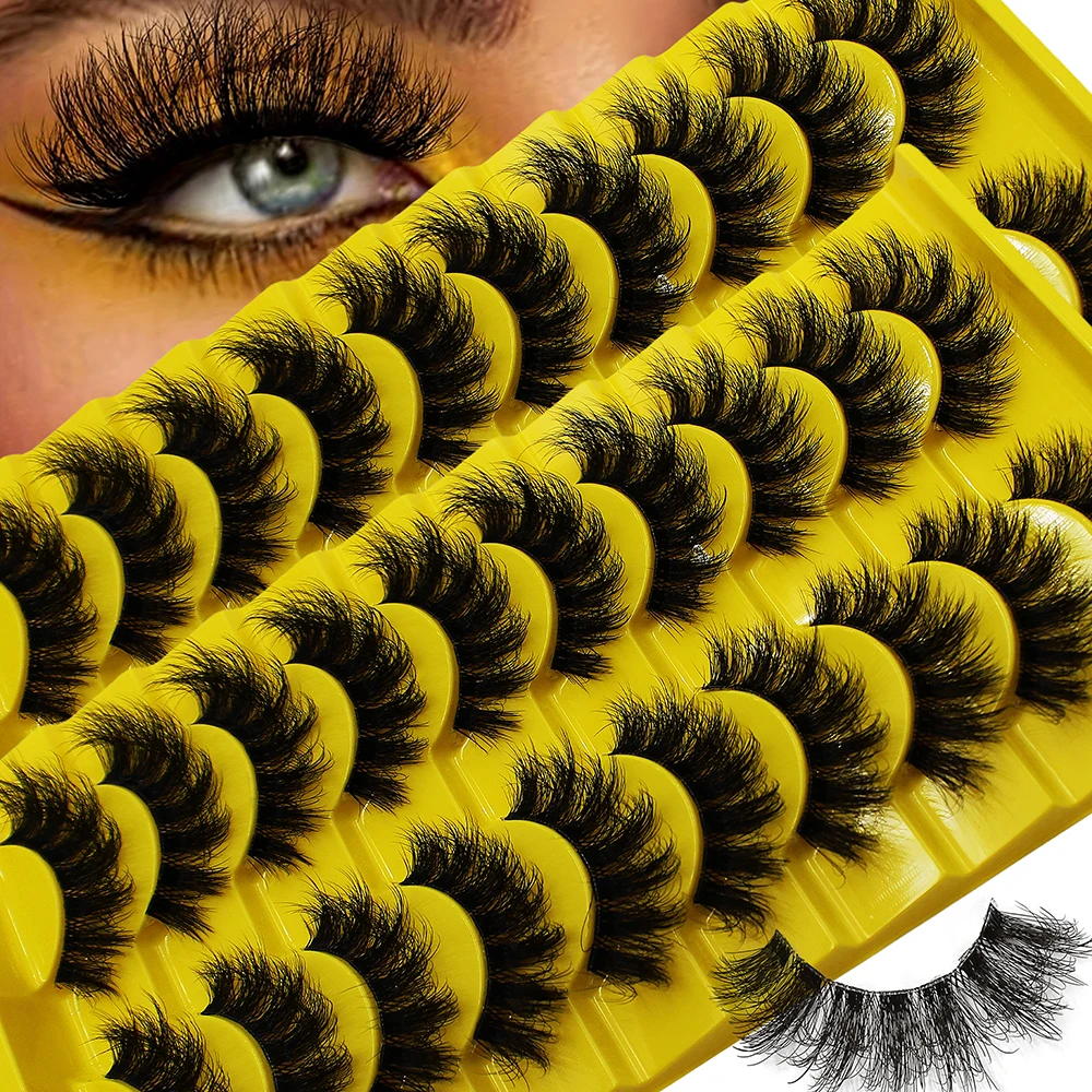 20 Paar/2 Stück 3D-flauschige falsche Wimpern für dramatische falsche Wimpern, unordentliche falsche Wimpern, flauschige dicke Wimpern