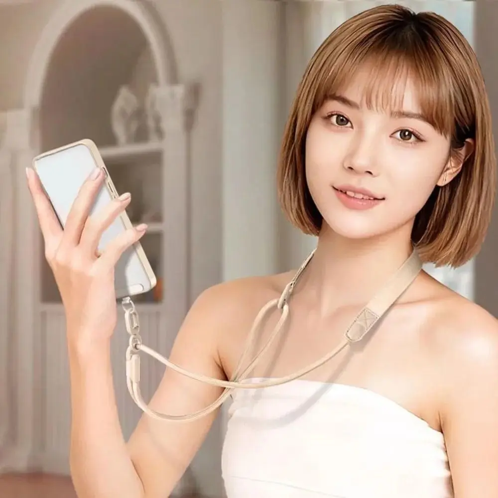 

Регулируемый ремешок для телефона с двойной шириной, приятный для кожи, для ношения через плечо, с металлическим карабином, съемная цепочка для мобильного телефона, для улицы