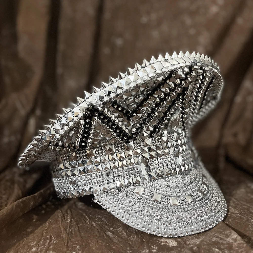 Sombrero de novia para hombre y mujer, gorro de lentejuelas para Festival DE Mucis, sombreros de capitán militar, gorra Steampunk