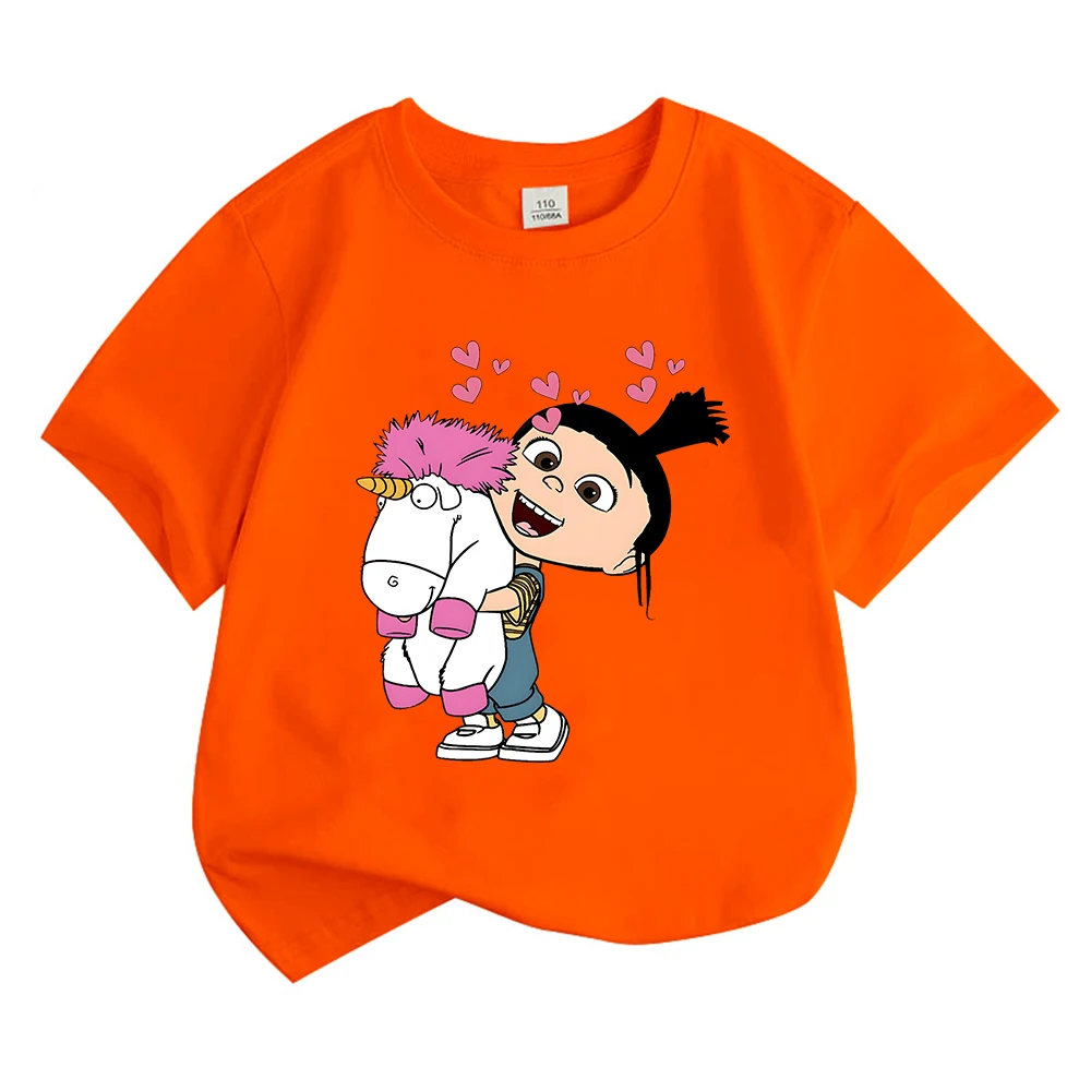 Cartoon Agnes and Unicorn Tshirt Summer T Shirt Kids Harajuku T-shirts for Girls/Boys Short Sleeve Harajuku Loose Gift Clothes