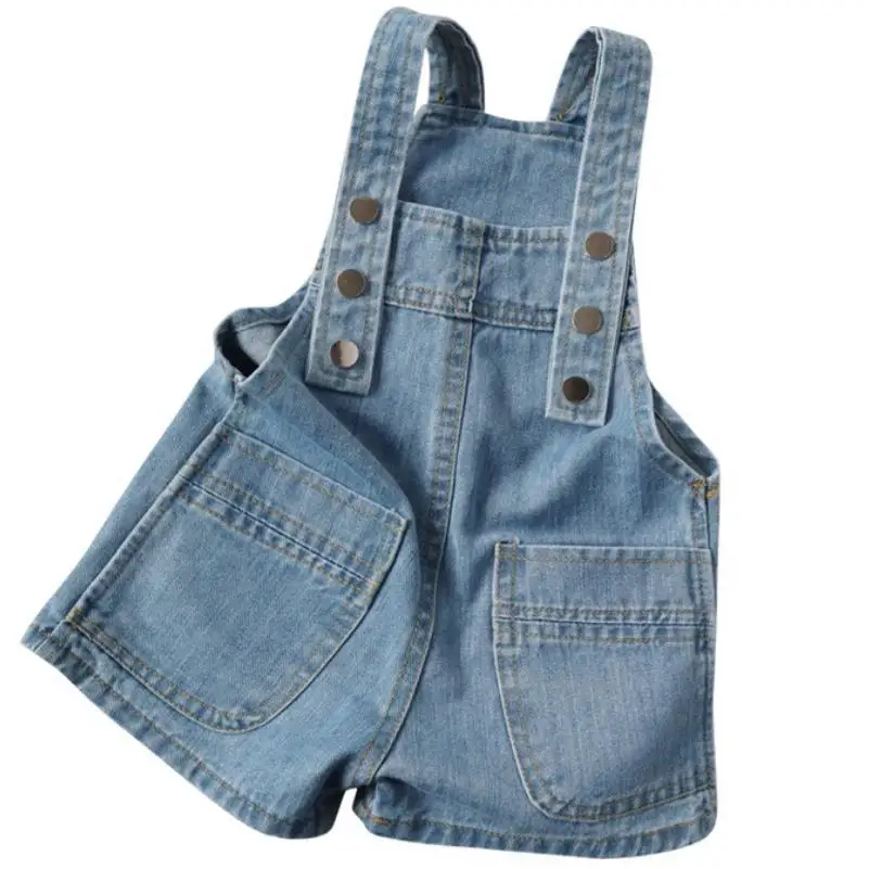 2023 Summer Toddler Teenager Jumpsuits Girls Overalls Denim Shorts Girl Clothes Children Kids Straps Short Pants 1-6Y