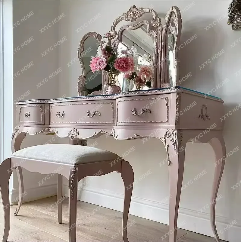 Customized Glass Dresser Table Storage Mirror Baby Living Room Drawers Dressing Table Mobile Women Tocador Maquillaje Funiture