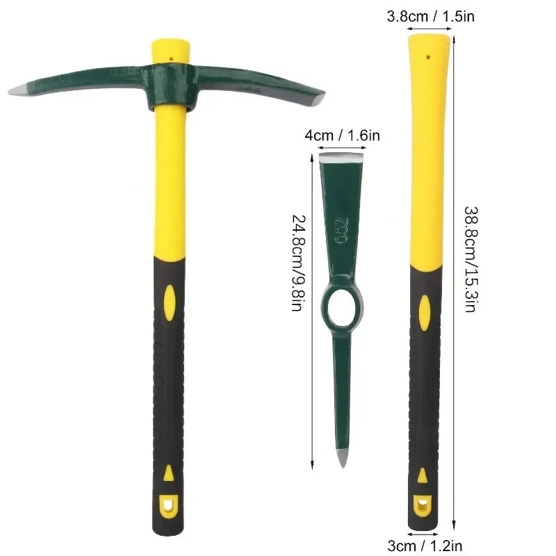 

Yellow Fiberglass Garden Pickaxe Hoe with Durable Lightweight Plastic Handle Portable Household Yard Planting Tool
