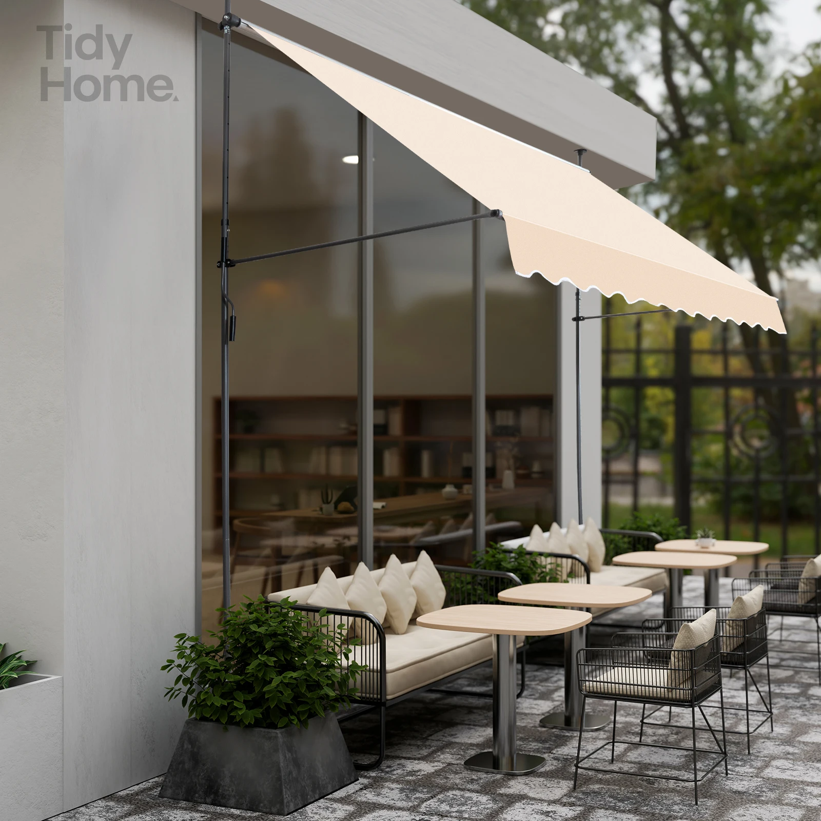 

Retractable Awning,Height,Width Adjustable,Strong,Durable Frame,Perfect for deck, garden, front porch, and balcony, Khaki