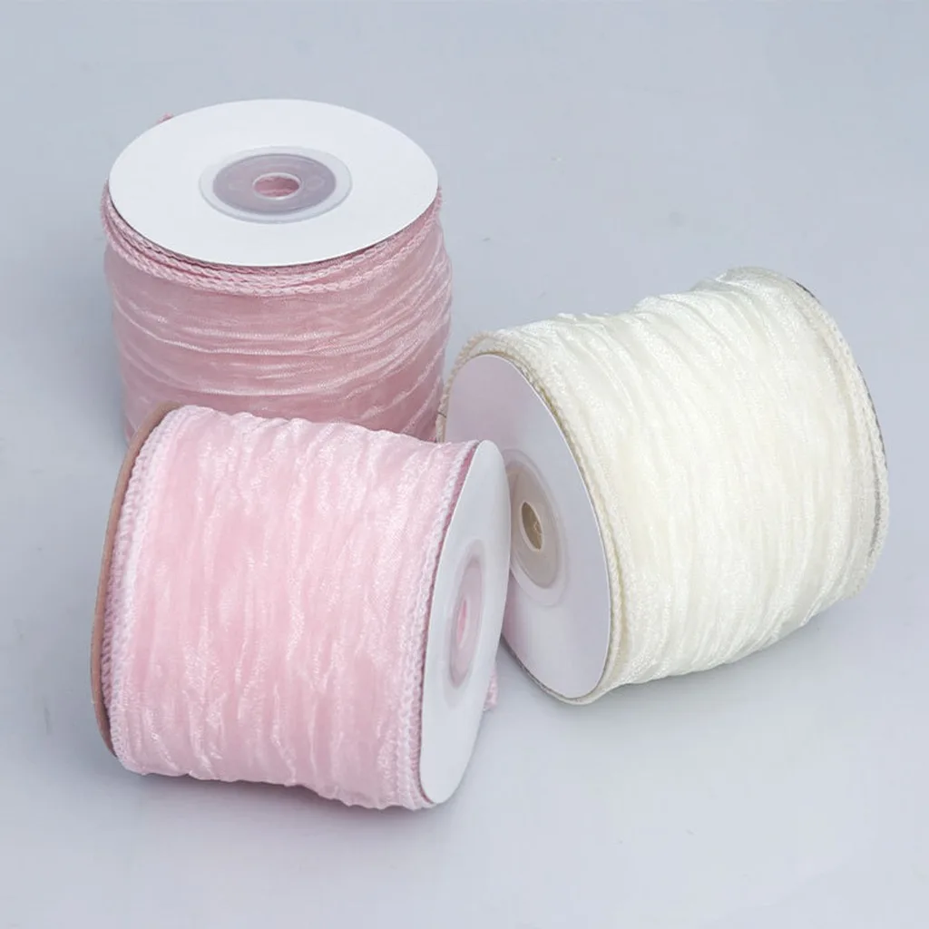 Wire-Edged Tulle Ribbon Solid Bow Making Ribbon Apparel Accessory Ribbon Lightweight For Hair Accessory Making Wedding Neckline