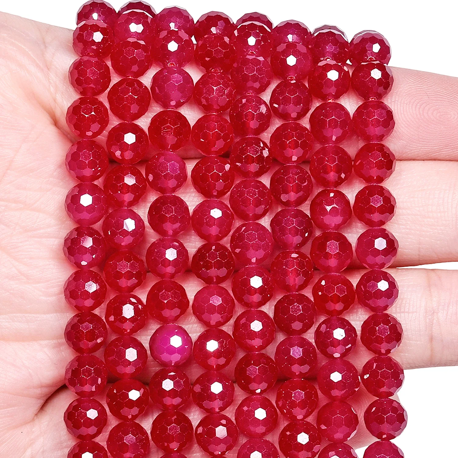 

Natural Ruby-Corundum Beads Faceted 6mm Round Loose Spacer Beads for Jewelry Making Diy Slim Bracelet Accessories