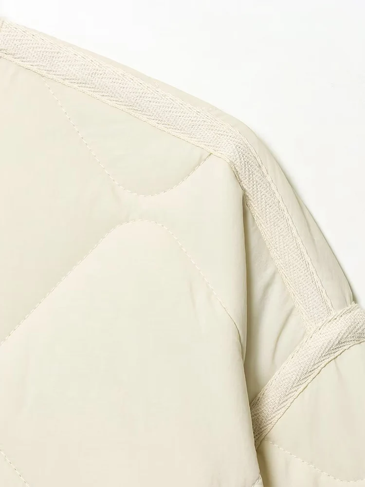 เสื้อแจ็คเก็ตผ้าฝ้ายลายเพชร สไตล์ยุโรปและอเมริกา สำหรับฤดูใบไม้ร่วงและฤดูหนาว  แบบเรียบง่าย เหมาะกับการสวมใส่ในชีวิตประจำวัน