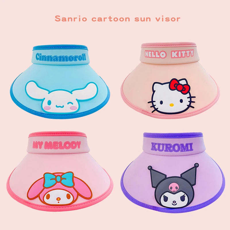 Kawaii Anime Sunscreen Hat Cute Kuromi Cinnamoroll My Melody Sun Hat Anti-Uv Sunshade Cap Summer Sun Hat Kids Gifts