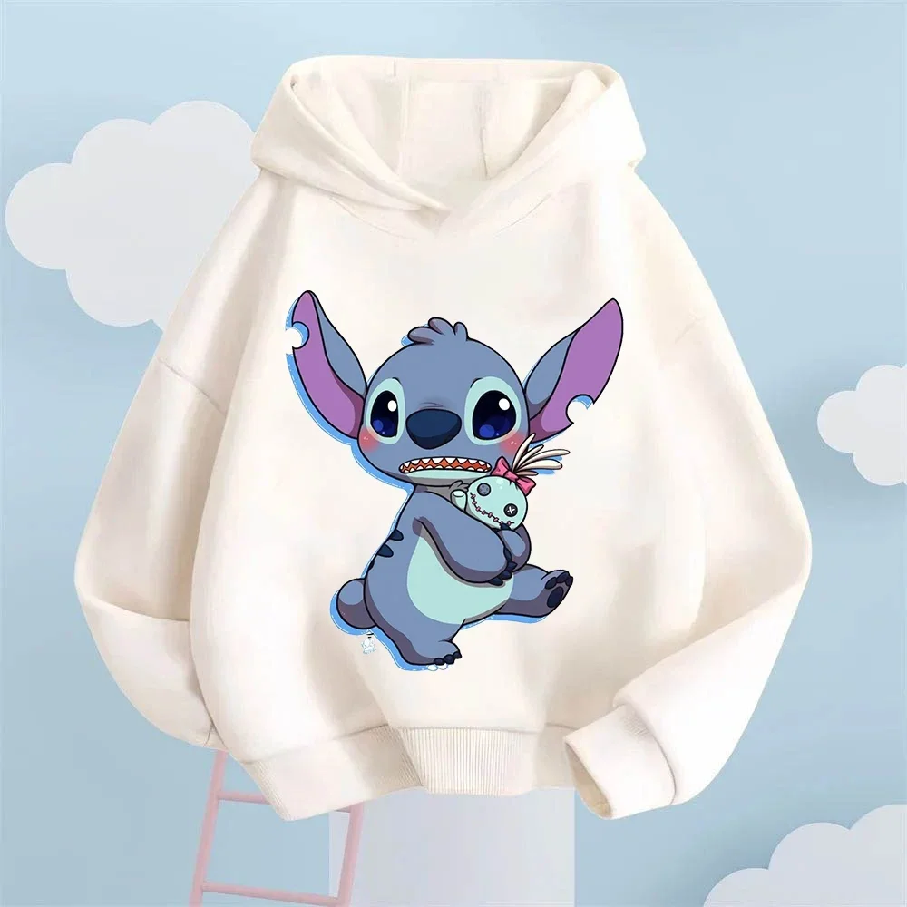 

Cute Stitch Cartoon Hoodie for Kids Kawaii Designs Long-sleeved Winter Sweatshirt Fashion Warm Children's Tops for Disney