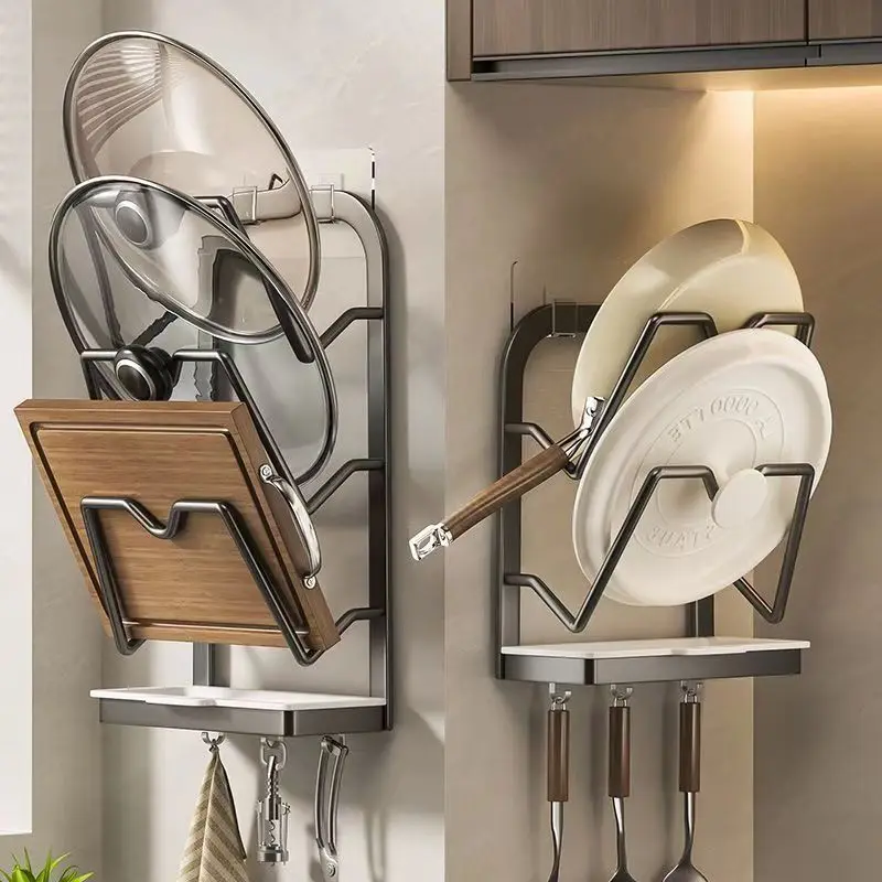 

Многослойный органайзер для кухни, квартиры, небольшой интервал, настенные стеллажи с крышкой для кастрюль, металлическая подставка для разделочной доски, кухонная стойка для столовых приборов