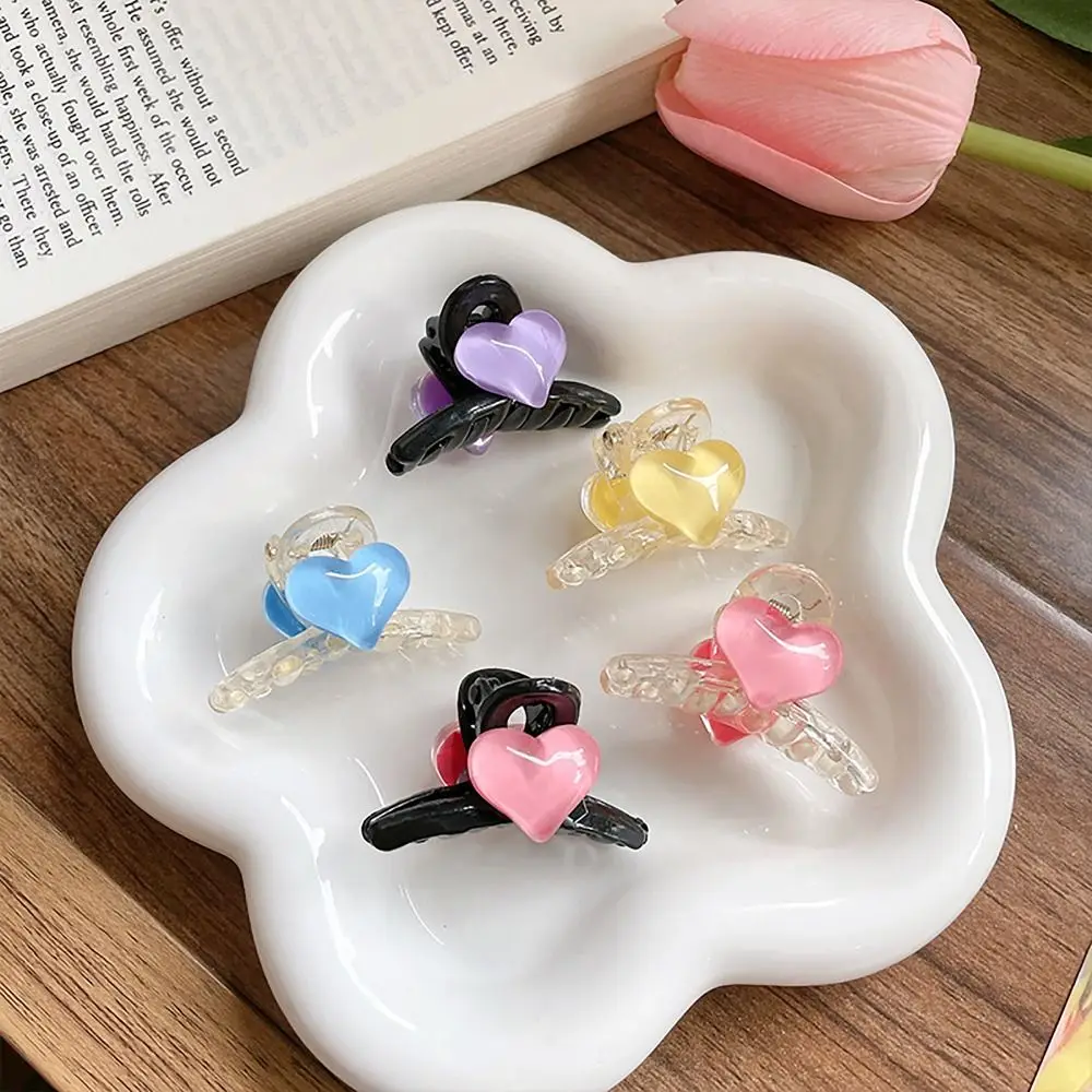 Pinzas de garra de tiburón de Color caramelo, accesorio para el cabello de corazón Simple, Pinza de agarre de flequillo, garra de pelo de Dama