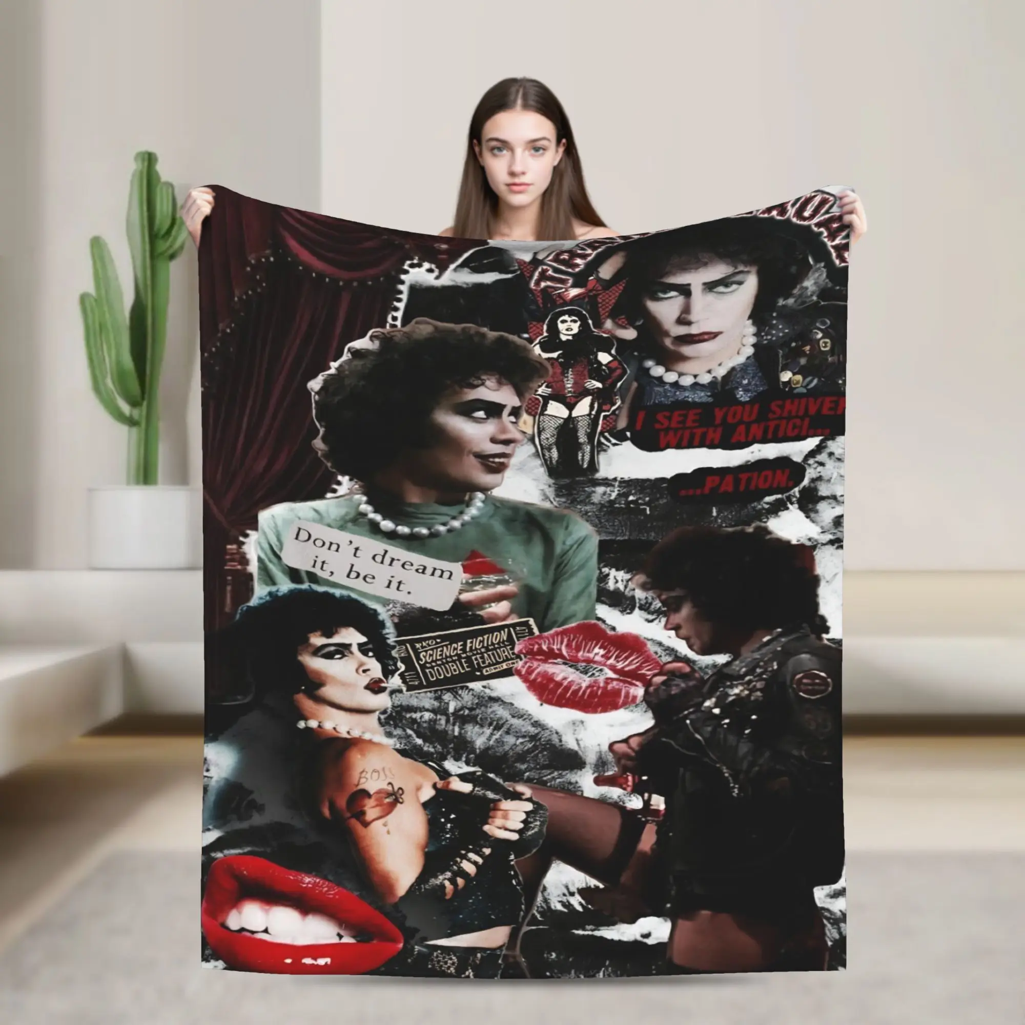 Tim Curry Frank Blankets The Rocky Horror Picture Show Plush Vintage Soft Throw Blankets for Coverlet Spring Autumn
