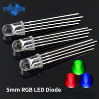100PCS 5mm Full-color LED Diode RGB Red/green/blue Common Cathode/Anode Transparent Highlight Color Light Diode Colorful DIY Kit