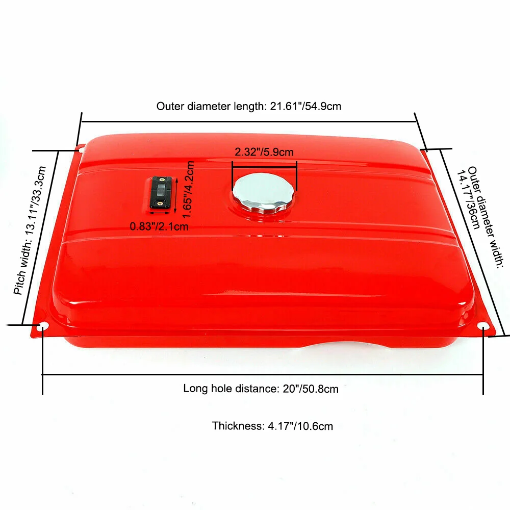 Universal 5 Gallon Generator Gas Fuel Tank Chrome Cap Gauge Petcock Fits 18.9 Liter Red Metal Gas Carburetor