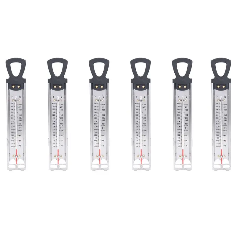 Thermomètre pour bonbons, gelées et fritures, modèle LICE-6X, en acier inoxydable, avec pince pour pot et guide de températures à consultation rapide.