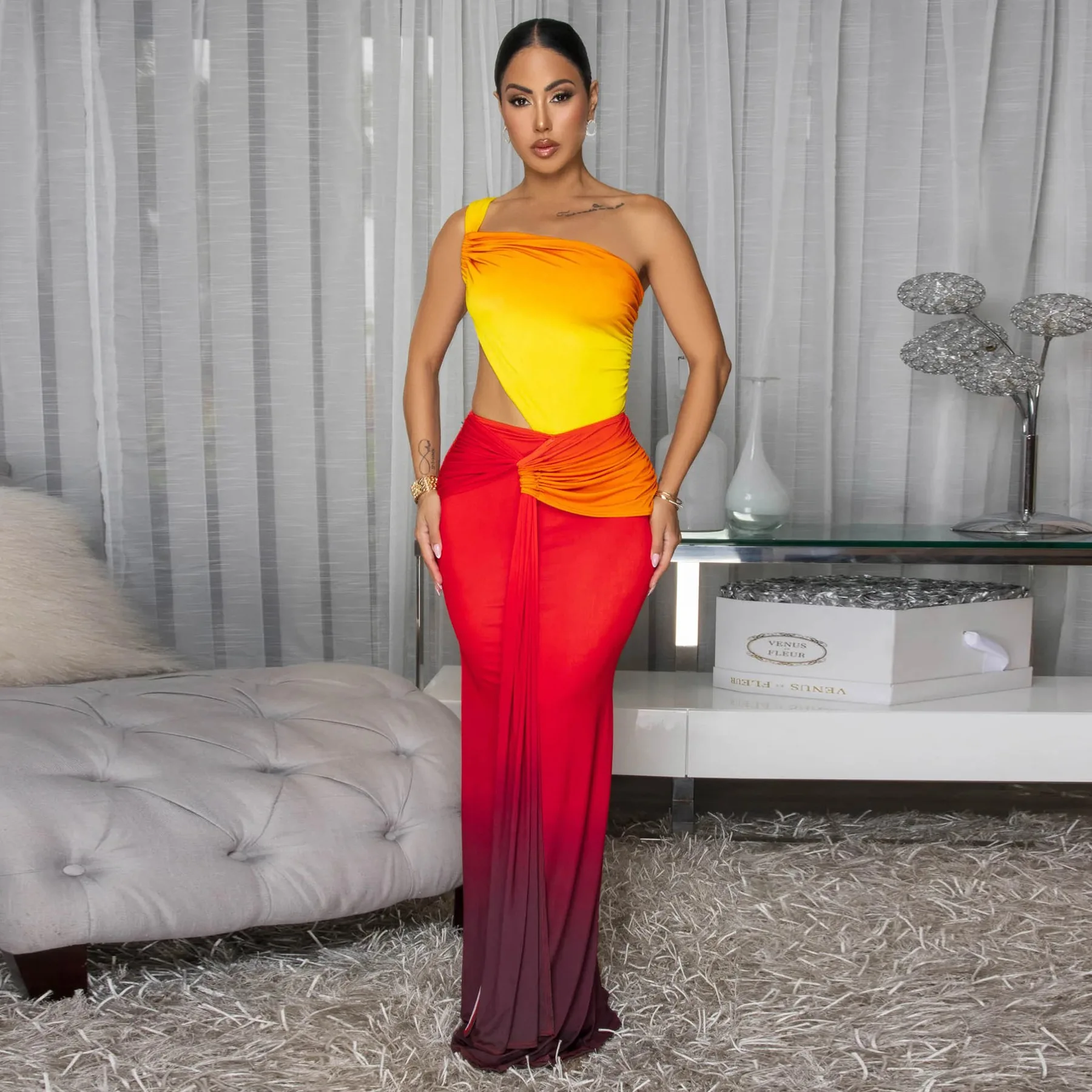 Sexy feminino drapeado frente um ombro recorte cintura midi bodycon maxi vestido longo férias festa de aniversário vestidos clubwear